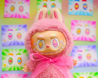 PLAYPERDOLL Sticker eye for Labubu macaron contaclens forArt toy accessories for doll 17cm