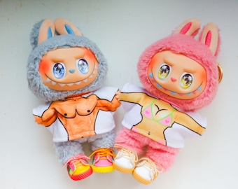 PLAYPERDOLL Art Toy clothes for doll 17cm art toy,Labubu clothes accessories Doll clothes, T-shirt doll,Funny T-shirt for Arttoy
