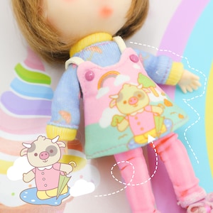 Doll outfit for obitsu11, ob11 outfit, 3 pcs,Nendoroid outfit, 1/12 BJD outfit 3pcs T-shiet+Dress+leggings by Playperdoll