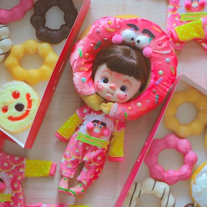 Qbaby doll outfit, Monst doll, Small fish,Big fish BJD outfit Donut hat, Donut costume Pajama Small BJD1/6 doll outfit by Playperdoll