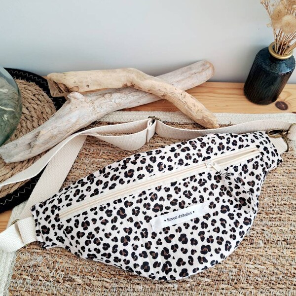 Sac Banane léopard en double gaze de coton