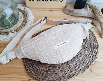 Sac Banane beige en double gaze de coton