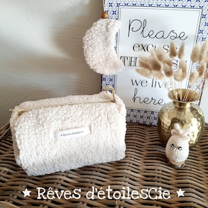 Toiletry bag in sherpa fabric - ecru - fabric toupee