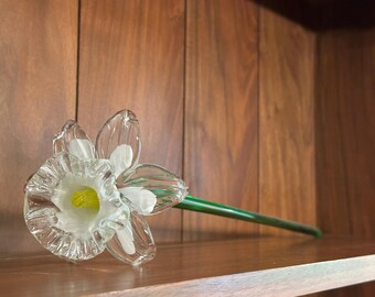 Narciso de cristal antiguo soplado a mano