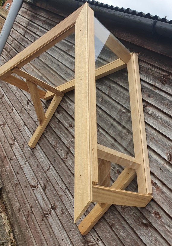 Iroko Hardwood Glass Section Front Door Canopy Porch Pitched Porch