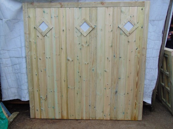 Wooden Tvg Single Garage Door With 3 Diamond Square Windows Single Door