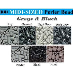 1000 Perler Beads, Perler Melting Beads, Bulk Perler Bead, Perler Bead Lot, Gray Grey Beads, Black Perler Beads, Melting Beads, Perler Brand