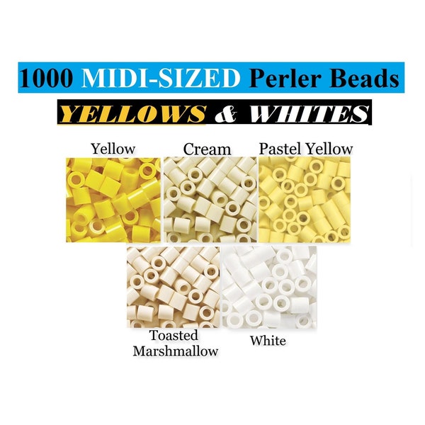 1000 Perler Beads, Perler Melting Beads, Bulk Perler Beads, Perler Bead Lot, Yellow Perler Beads, White Beads, Melting Beads, Perler Brand