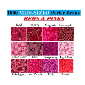 1000 Perler Beads, Perler Melting Beads, Bulk Perler Bead, Perler Bead Lot, Red Perler Beads, Pink Perler Beads, Melting Beads, Perler Brand