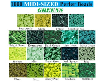 1000 Perler Beads, Perler Melting Beads, Bulk Perler Beads, Perler Bead Lot, Green Beads, Green Perler Beads, Melting Beads, Perler Brand