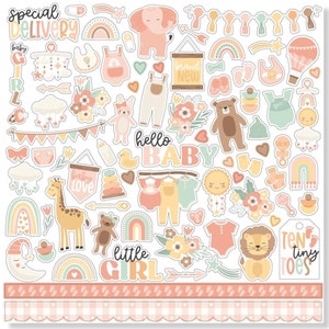 Our Baby Girl Stickers, 12&quot;X12&quot; Sticker, Sticker Sheets, Scrapbook Stickers, Baby Shower Stickers, Pregnancy Stickers, Baby Stickers, #13