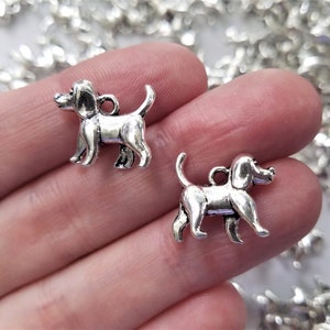 Set of 10, Silver Dog Charms, Puppy Love Charms, Dog Jewelry, Puppy Gifts, Animal, Tibetan, Pet Lovers, Pendants, Bulk Charms Lot, #29A