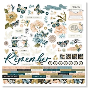 Stickers Remember, papier cartonné 12 x 12 pouces feuille d'autocollants pour scrapbooking, stickers souvenirs, moments spéciaux, cadeaux commémoratifs, célébration de la vie, n° 18