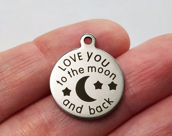 Set of 2, Stainless Steel Pendant, Love You to Moon & Back, Silver Constellation, Celestial Gift, Star Galaxy Gift, Star Crossed Lover, #142