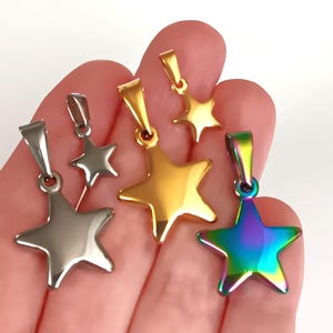 1 Piece, Stainless Steel, Silver Star, Star Pendant, Steel Star, Celestial Charm, Gold Star Pendant, Golden Star, Star Gifts, Galaxy Jewelry