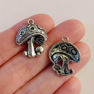 Set of 15, Silver Mushrooms, Mushroom Charms, Mushroom Pendants, Mushroom Jewelry, Mushroom Gifts, Tibetan, Bulk Pendant, Charm Lot, #21A
