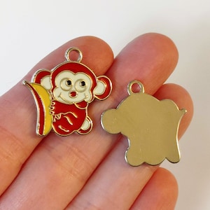 Set of 10, Enamel Monkey, Monkey Charms, Kid Pendants, Jungle Animal Gifts, Monkeys, Cute Children Charms, Pendants Lots, Bulk Charms, #20C