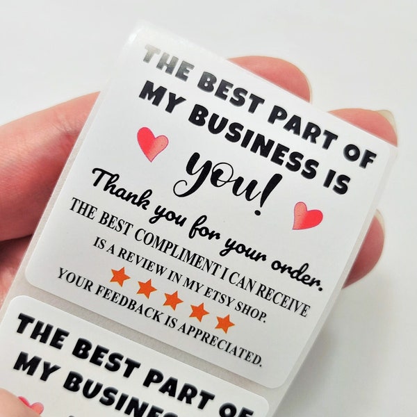 50 Etsy Stickers, Thank You Stickers, Business Stickers, Etsy Stickers, Review Stickers, Feedback Stickers, Square Stickers, #Bin4