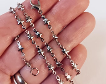 Stainless Steel Star Chain Necklace, 5mm Link, Silver Clasp Jewelry, Star Bracelet Anklet, #12