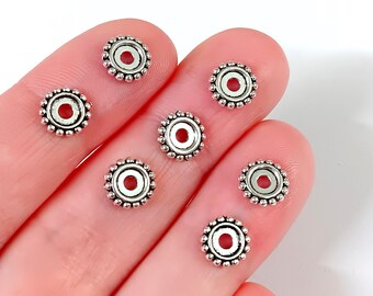 50 pcs, Antique Silver Bead Spacers, 8mm Alloy Snowflake Spacers, #47D