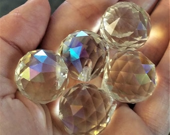 65PCS Glass Pendants Charms Links Necklace Making Crystal Suncatcher Drop Clear 