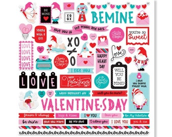 Be Mine, Love Story Stickers, 12"X12" Stickers, Scrapbook Stickers, Be My Valentine, Love Stickers, Romantic Gifts, Anniversary Gifts, C13