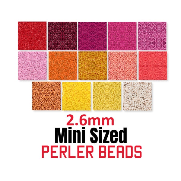 2000 MINI Perler Beads, Mini Fuse Beads, Bulk Perler Beads, Perler Bead Lot, Melting Beads, Red, Orange, Yellow, Creme, Warm Perlers