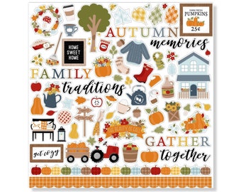 Fall Fever Stickers, Fall Stickers, 12"X12" Stickers, Scrapbook Stickers, Autumn Stickers, Family Stickers, Memory Stickers, #5