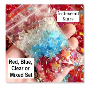 100 Beads, Acrylic AB Star Beads, Pony Beads, Transparent Stars, Iridescent Beads, 10mm Beads, Earring Bead, Celestial, Jewelry Making, #16A