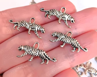Set of 20, Silver Lions, Lion Charms, Tiger Pendants, Silver Charms, Wild Animal Jewelry, Tibetan Pendants, Bulk Pendant, Charms Lot, #50C