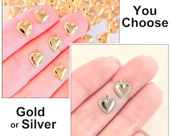 Silver Heart Charms Tiny Heart Charm Pendant 4mm x 5mm Silver Heart Bead 6pcs Silver plated Heart Charm Matte Silver Heart Bead