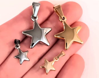 1 Piece, Stainless Steel, Silver Star, Star Pendant, Steel Star, Celestial Charm, Gold Star Pendant, Golden Star, Star Gifts, Galaxy Jewelry
