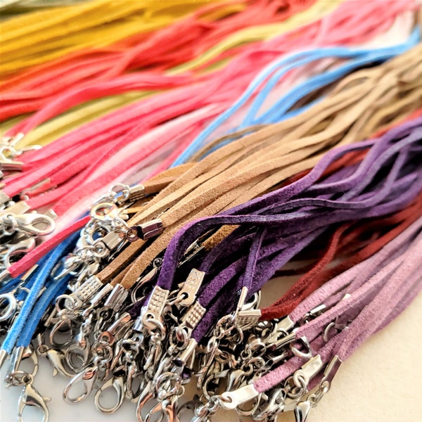 Set of 10, Colorful Suede Cords, Faux Suede Jewelry Necklaces, Cord Necklaces, Multicolored Cords, Adjustable Necklace, #23D