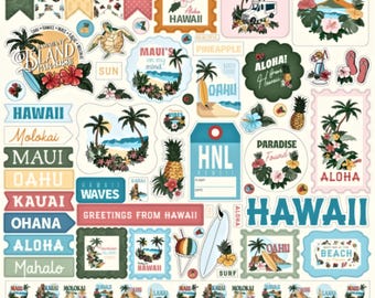 Hawaii Stickers, 12"X12" Sticker, Scrapbook Paper, Vacation Stickers, Tropical Gifts, #7
