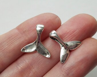 Set of 20, Whale Tails, Whale Pendants, Ocean Gifts, Whale Gifts, Deep Sea, Silver Jewelry, Tibetan Style, Bulk Pendants, Charm Lot, #9F