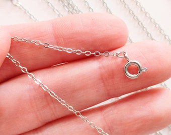 25/50/100, Silver Chain Necklaces, Brass Cable Rolo Chains, 16" long Necklace, Loose Chains, Silver Necklaces, Clasp Chain, Silver Chain