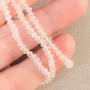 Approx. 185, Clear Rondelle Beads, Electroplate Glass Beads, Clear Beads, Sparkling Faceted Beads, Iridescent Beads, White Beads, #65B