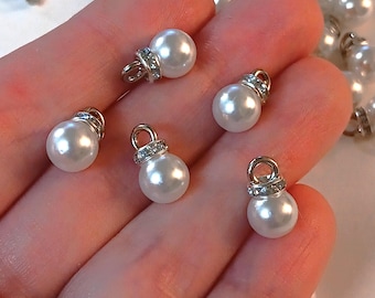 20 piezas, perlas de imitación de plástico, dijes de perlas, diamantes de imitación de resina, perlas de diamantes de imitación, dijes de diamantes de imitación, joyería de perlas de bricolaje, n.º 67A