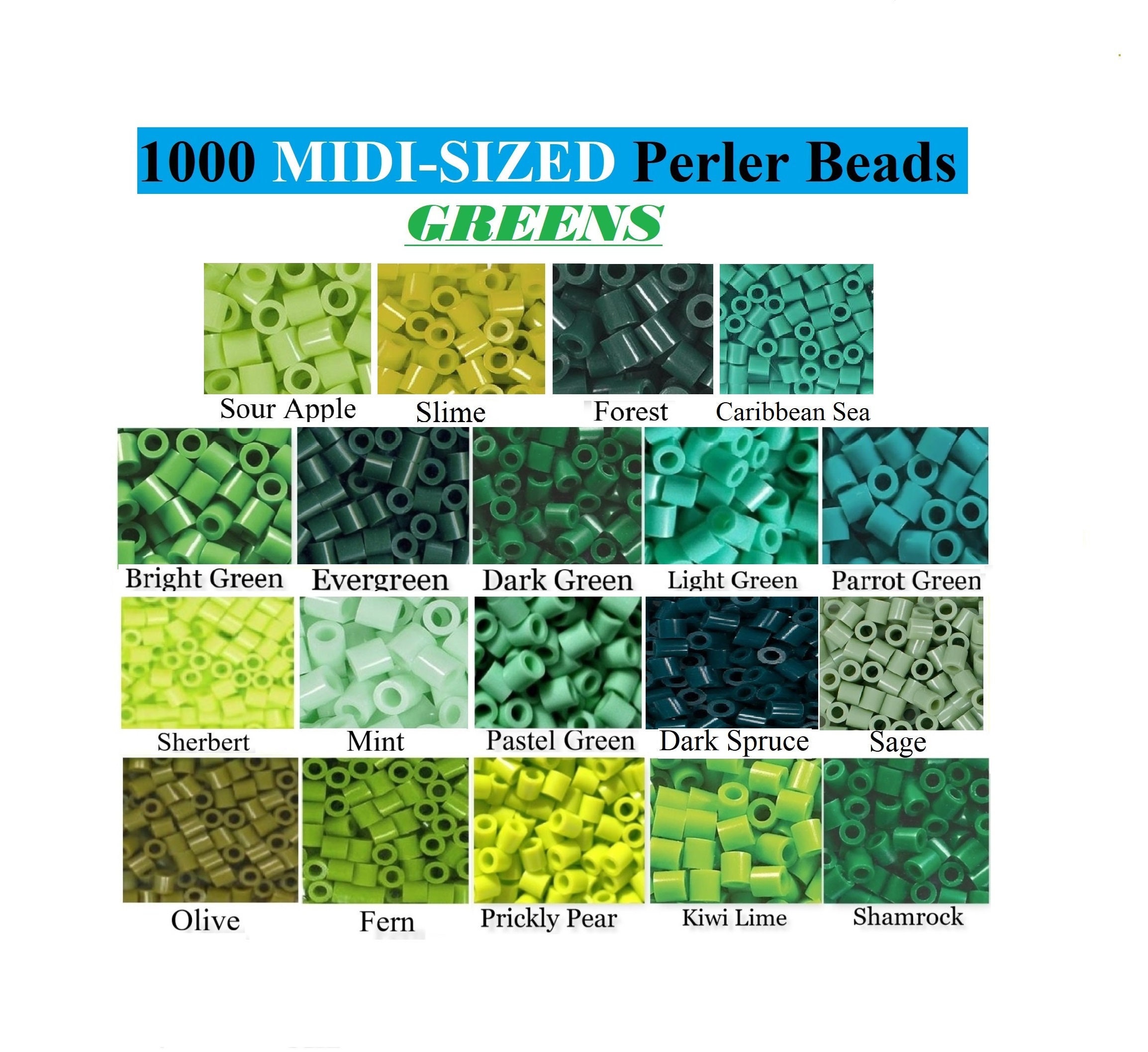 Bright Green Perler Fusing Beads 1000pc Bag