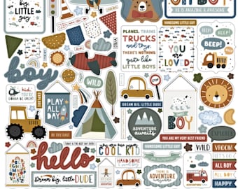 Dream Big Little Boy Stickers, 12" Scrapbook Cardstock Sticker Sheet, Baby Shower Pregnancy Stickers, #5