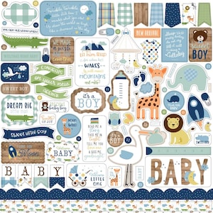 Baby Boy Stickers, 12&quot;X12&quot; Sticker, Scrapbook Paper, Baby Stickers, Baby Shower Stickers, Pregnancy Stickers, Boy Stickers, Baby Gifts, #8