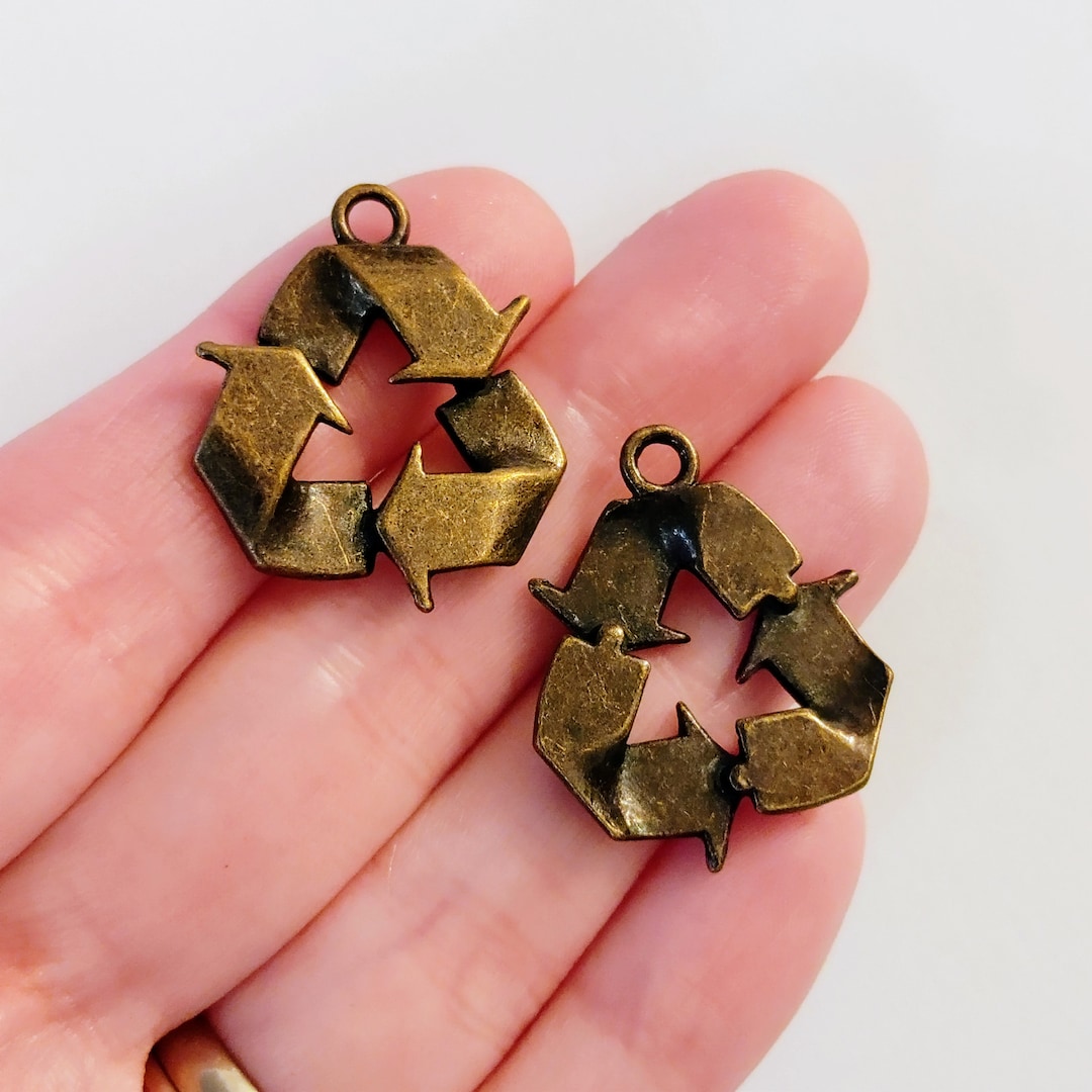 Set of 10, Recycle Charms, Bronze Charms, Recycling Symbol, Bronze ...