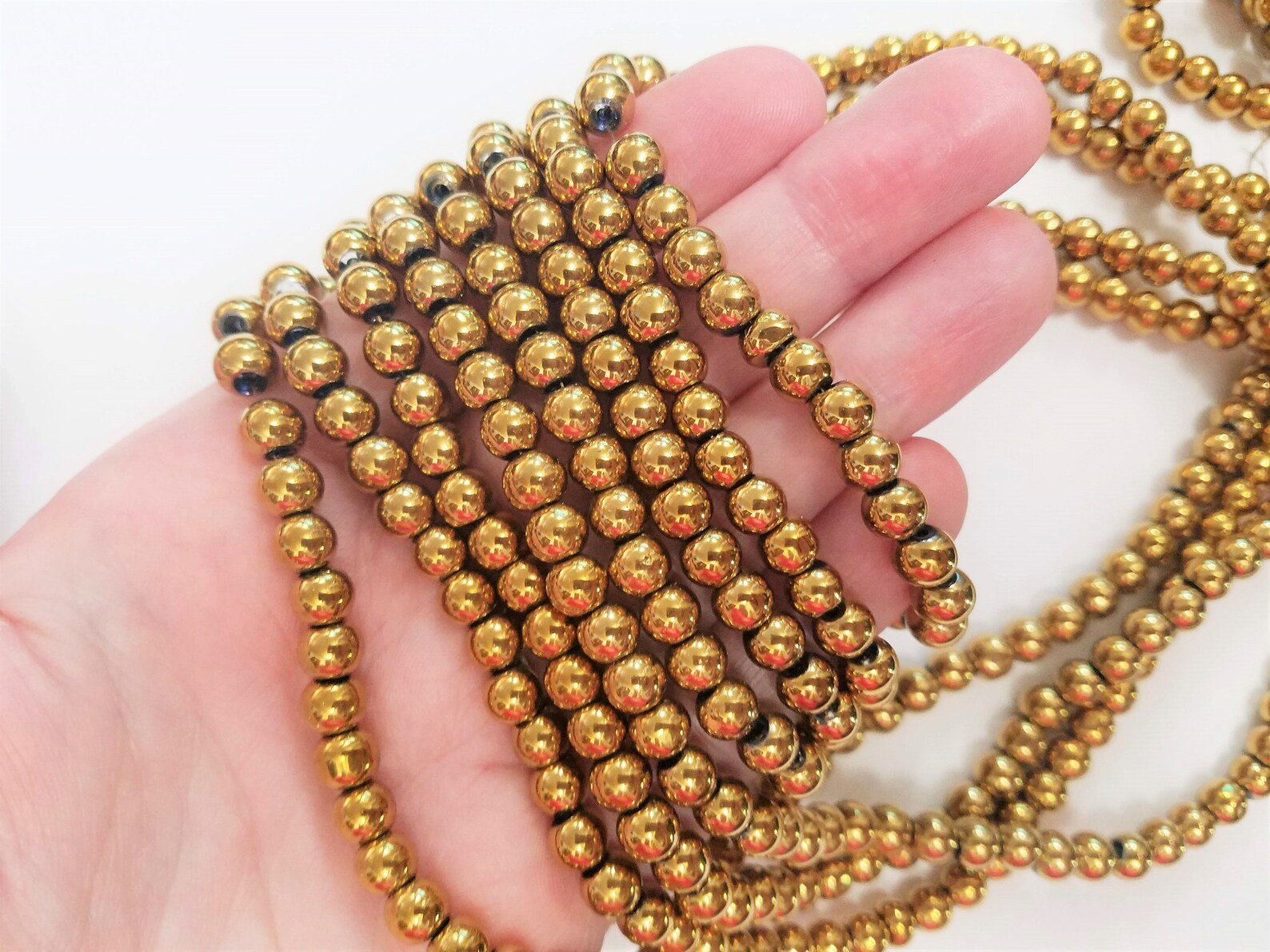Approx.136 Gold Plated Beads Round Beads 6 Mm Golden Etsy
