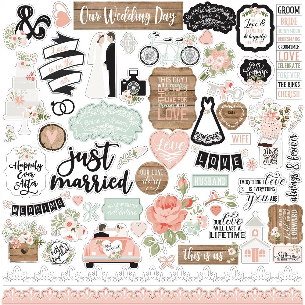 Wedding Stickers 12X12 Sticker Scrapbook Paper Etsy