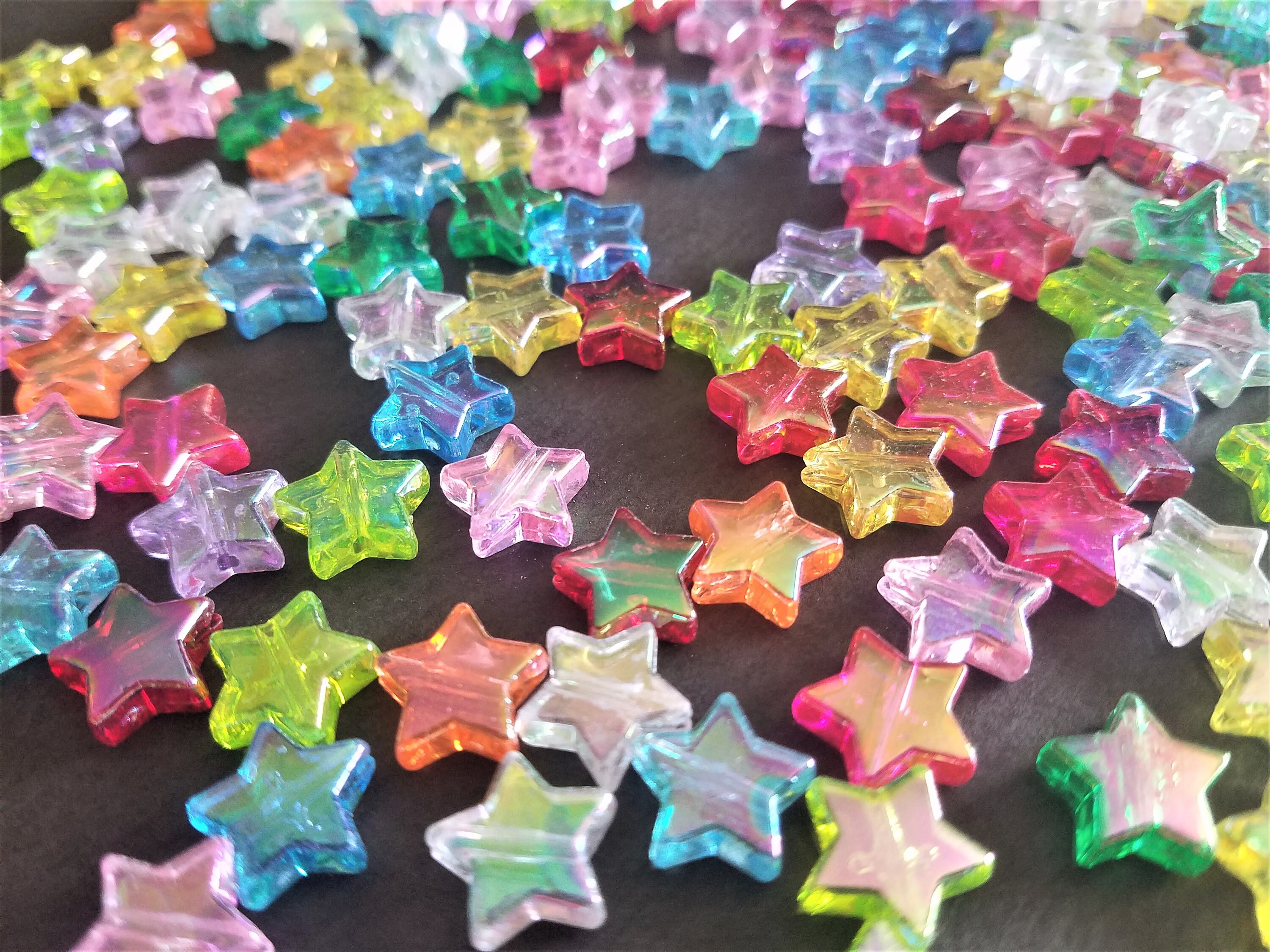 100 Beads Acrylic Colorful AB Star Pony Beads Transparent Etsy