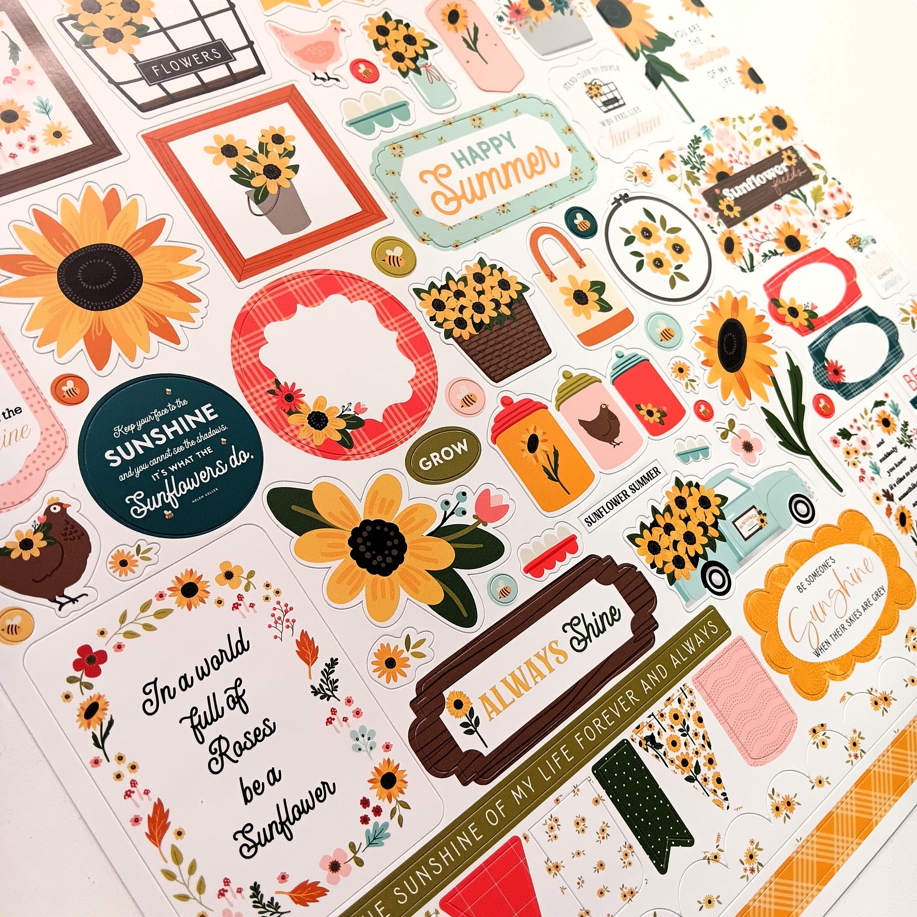 Sunflower Sticker Label Sunflower Summer Stickers, 12
