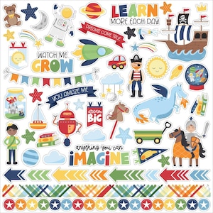 My Little Boy Stickers, 12&quot; Cardstock Sticker Sheets, Scrapbook Stickers, Toy Stickers, Sport Stickers, Kid Boy Stickers, Play Gifts, #21