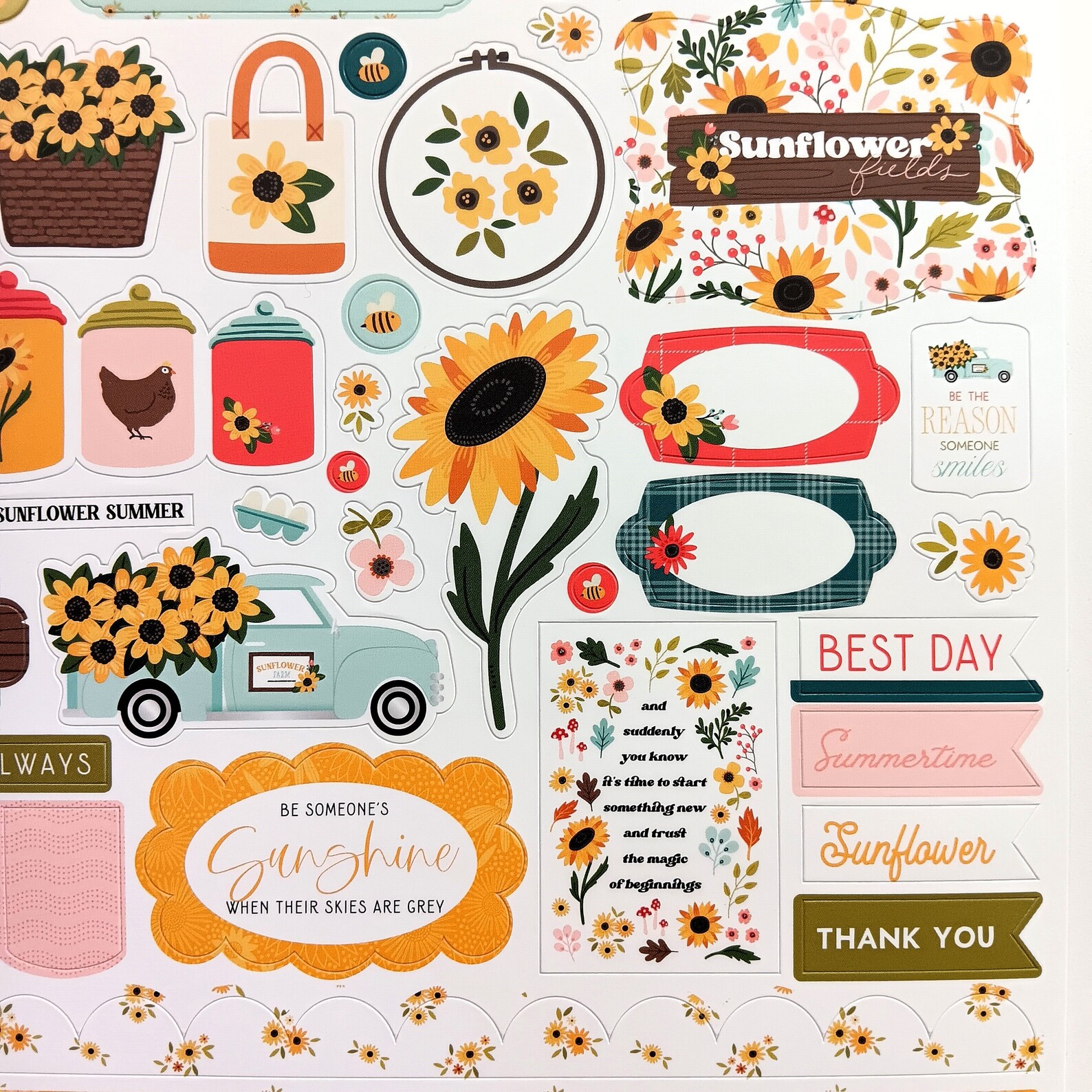 Sunflower Sticker Label Sunflower Summer Stickers, 12