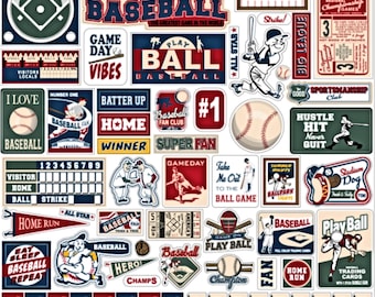 Home Run Stickers, 12"X12" Sticker, Scrapbook Stickers, Sports Fan Baseball Sticker Sheets, Cardstock Sticker, Hall of Fame, #10