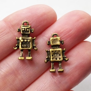 Set of 20, Robot Charms, Robot Pendants, Mechanical Charms, Bronze Jewelry, Robot Gifts, Robot Items, Robot Jewelry, Kid Charms, Toys, #8E